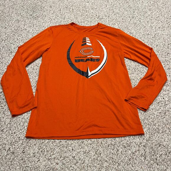 Nike Chicago Bears Long Sleeve Tee Sz S Dri Fit Orange NFL Football Active - Picture 1 of 5
